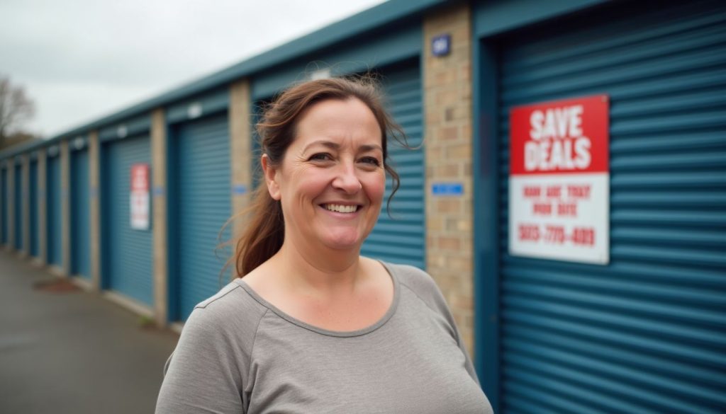 lady in front of self storage facility london